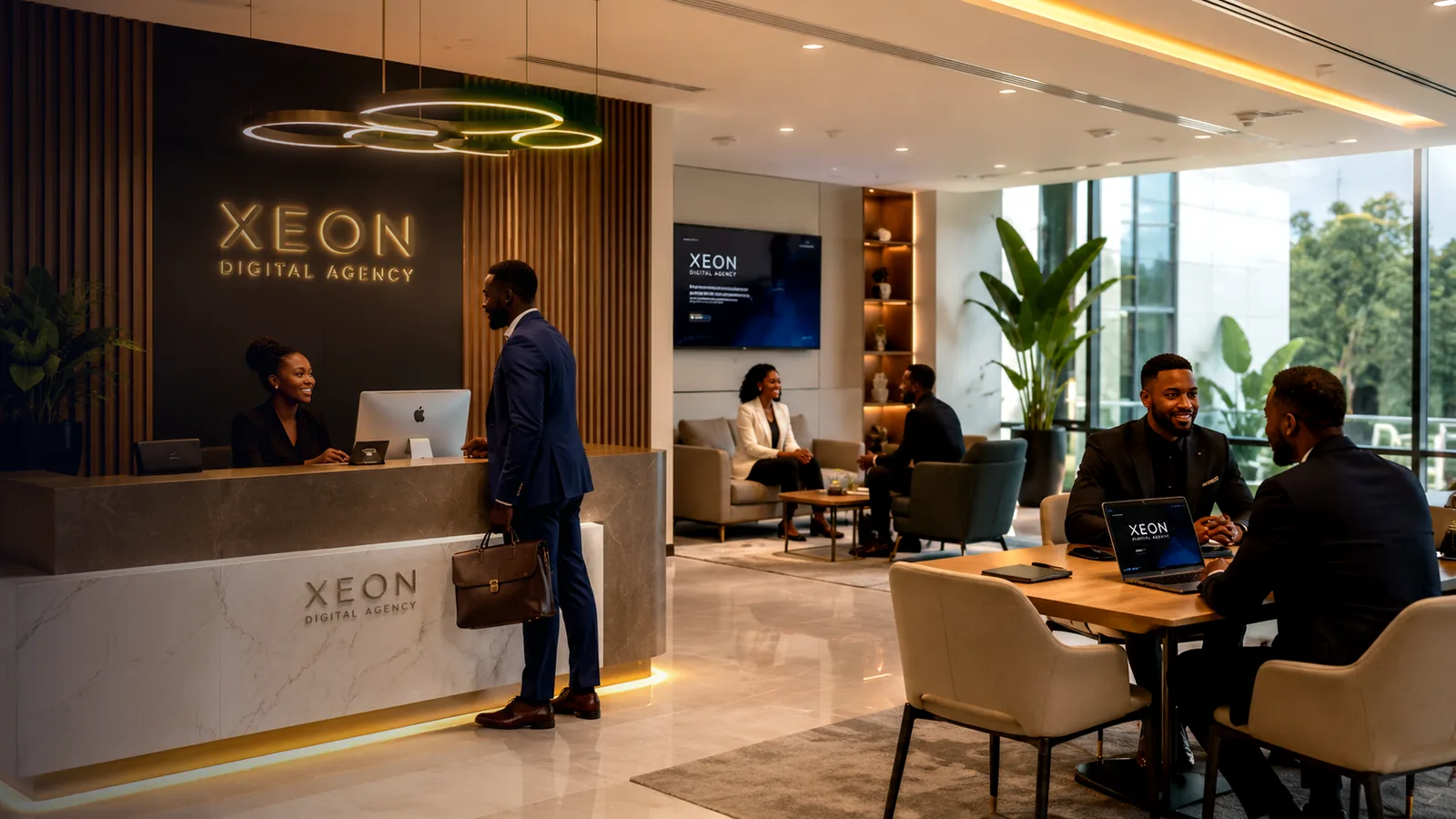 Équipe africaine de XEON DIGITAL AGENCY en environnement digital moderne