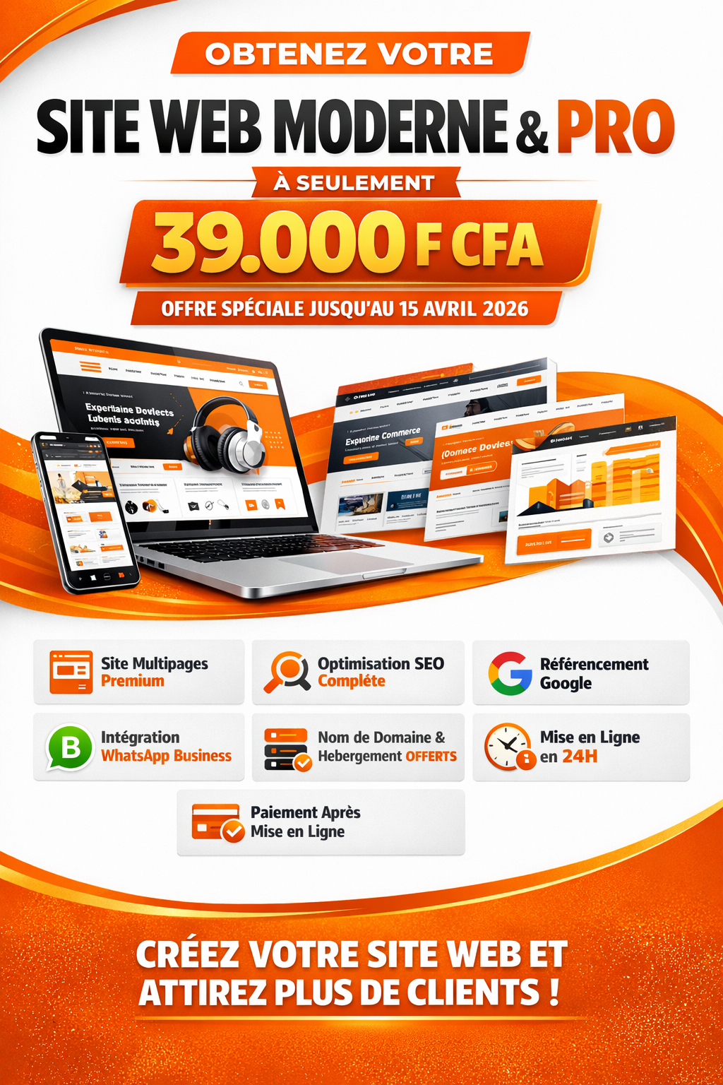 Offre création de site web moderne XEON DIGITAL AGENCY